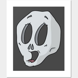 Cute Scared Skull Cartoon Posters and Art